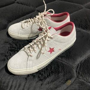 Converse White and Red Sneakers Classic Low-Top Design Size 10 Womens